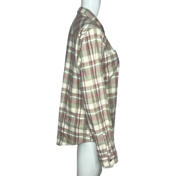 Royal Robbins‎ Shirt Womens Large Green Purple Plaid Thermotech Flannel Heritage - Picture 2 of 9